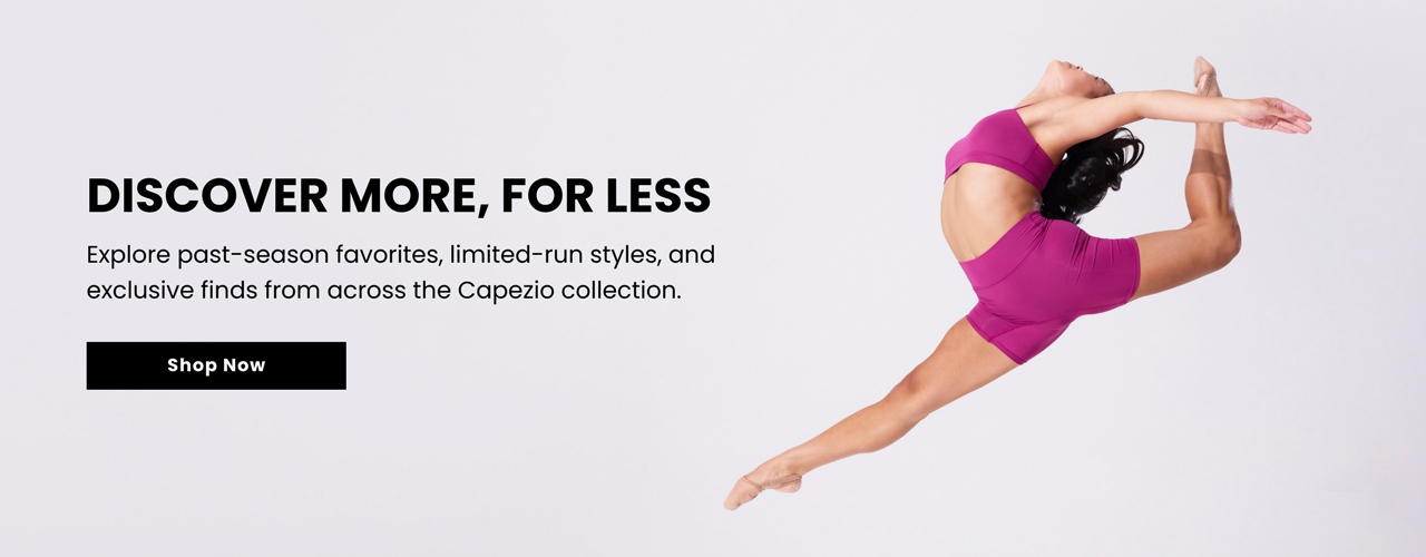 Banner images telling customers about the Capezio collection of styles recently added.